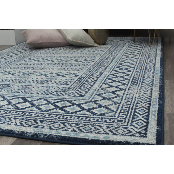 Union Rustic Tapia Power Loom Performance Navy/Gray Rug & Reviews Wayfair